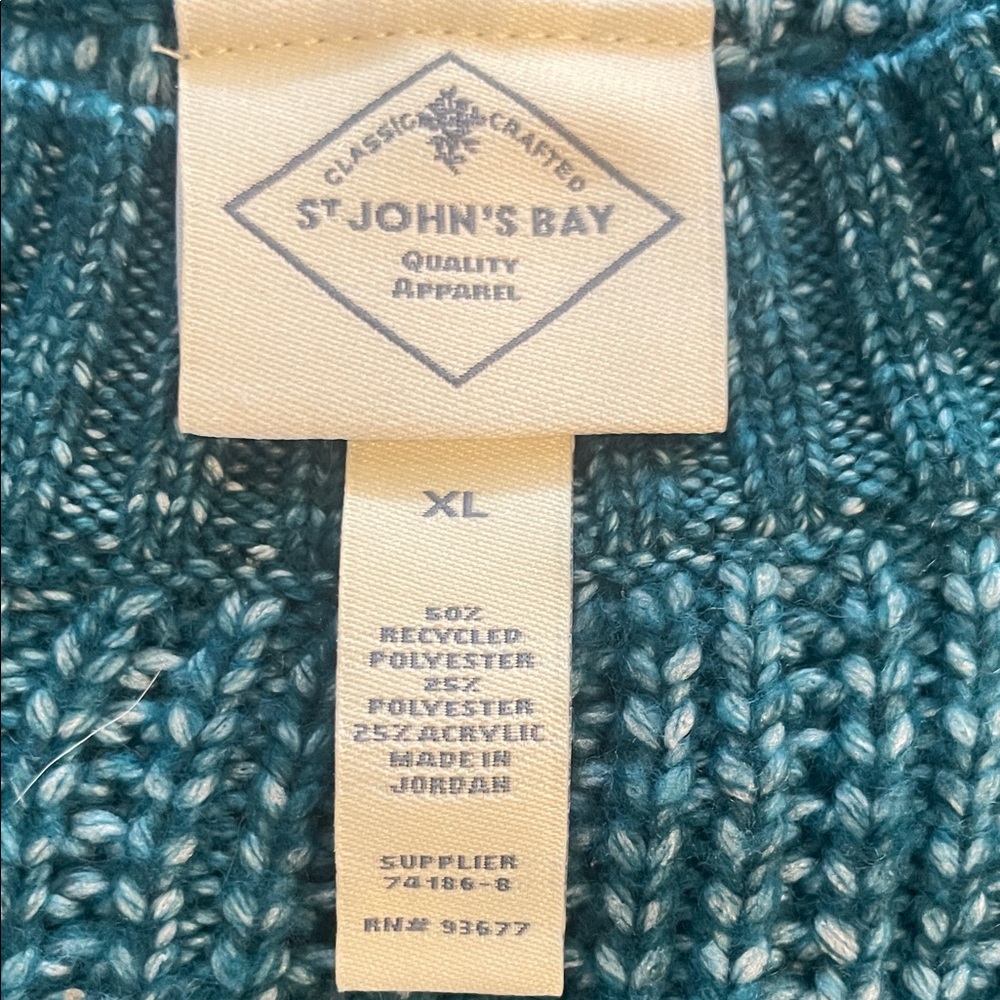 St. John's Bay Teal Crewneck Sweater‎ Size XL - Picture 6 of 6